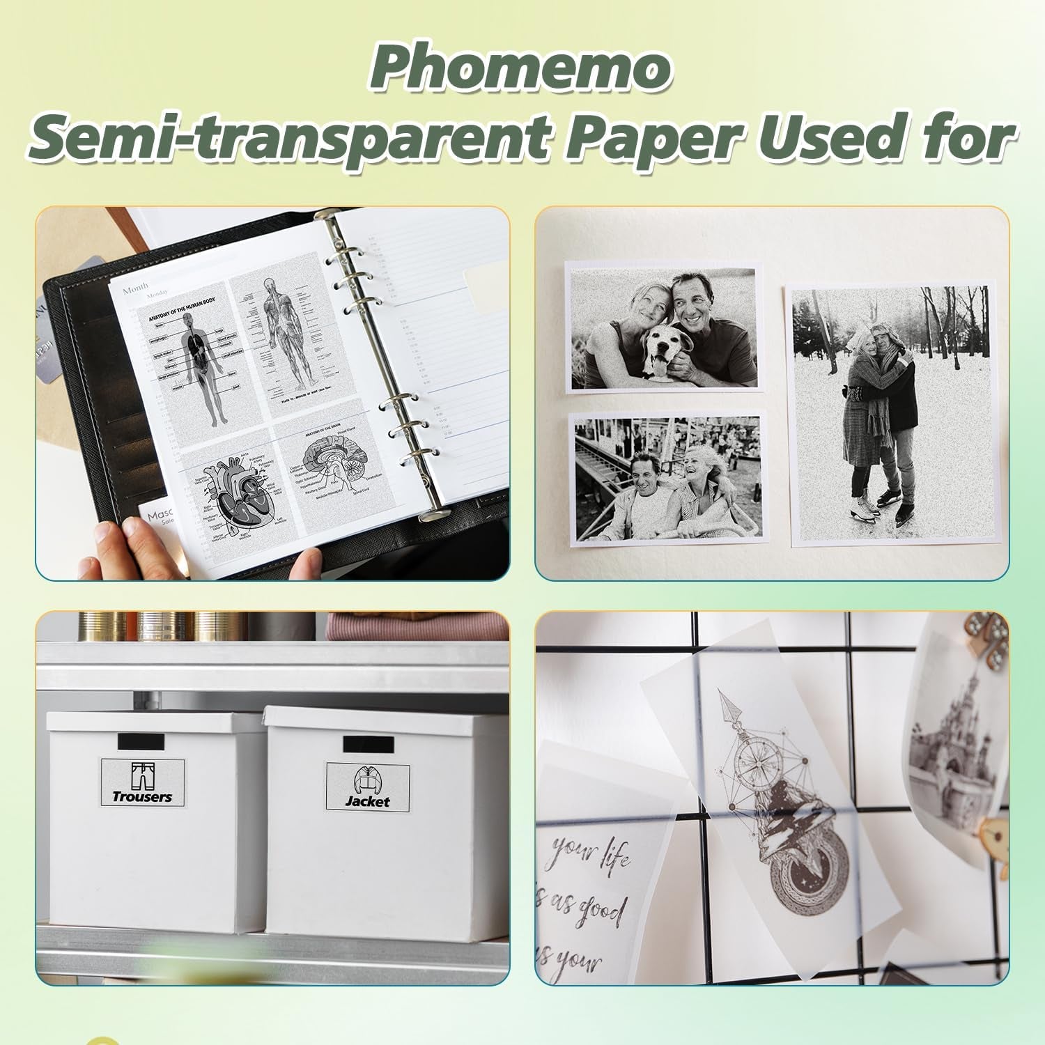 Semi-Transparent Sticker Thermal Paper, Self-Adhesive for for  M02/M02 Pro/M02S/M03 Mini Pocket Printer，50Mm X 2.5M, Diameter 30Mm, 3 Rolls